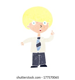 niño de la escuela de dibujos animados respondiendo a la pregunta