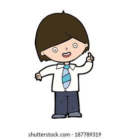 cartoon school boy answering question