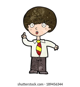 niño de la escuela de dibujos animados respondiendo a la pregunta