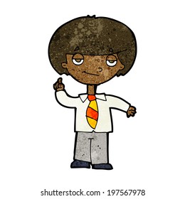 cartoon school boy answering question