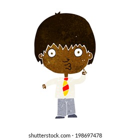 niño de la escuela de dibujos animados respondiendo a la pregunta