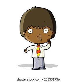 cartoon school boy answering question