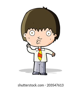 cartoon school boy answering question