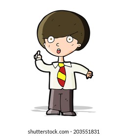 cartoon school boy answering question