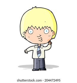 cartoon school boy answering question