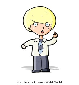 cartoon school boy answering question