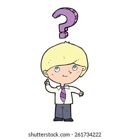 niño de la escuela de dibujos animados respondiendo a una pregunta