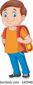 Cartoon school boy with a backpack