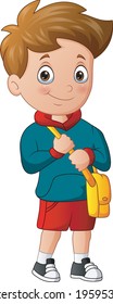 Cartoon of school boy holding a bag