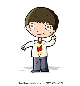cartoon school boy with idea