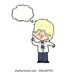 niño de la escuela de caricaturas con idea con burbuja de pensamiento