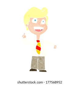 cartoon school boy raising hand