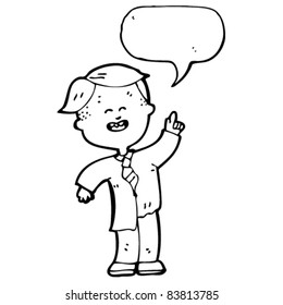 niño de la escuela de caricaturas con burbuja de habla