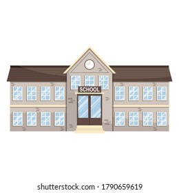 Cartoon school brick building, vector illustration