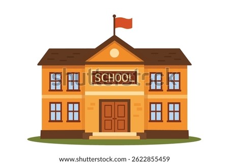 cartoon School Building vector Illustration
