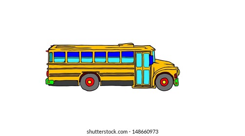 A cartoon school bus. 