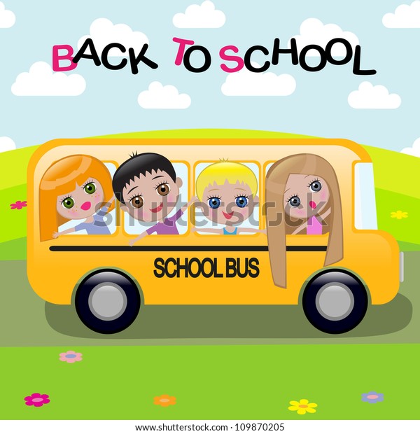 A cartoon school\
bus