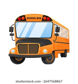 Cartoon school bus. Back to school. Yellow school bus. Side and front view. Vector illustration isolated on white background. 
