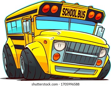 Cartoon School Bus. Chop Top Car