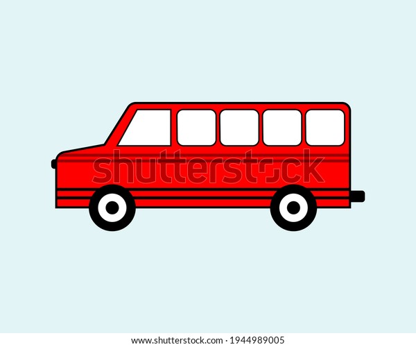 Cartoon school bus. Cartoon clipart.
Transportation. Flat design. Isolated Blue
background