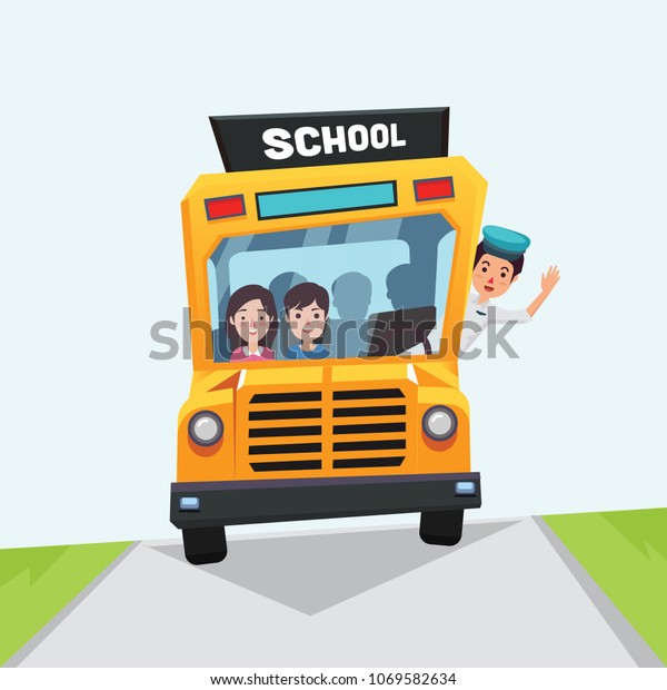 CARTOON SCHOOL BUS FROM FRONT\
VIEW