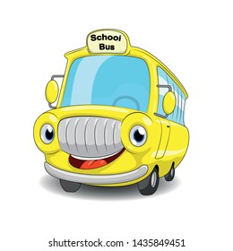 Cartoon school bus. Funny cartoon school bus