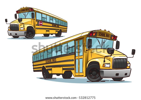 漫画のスクールバスのイラスト のベクター画像素材 ロイヤリティフリー