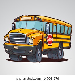 Cartoon School Bus Isolated