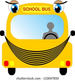 Cartoon school bus isolated on white, vector illustration