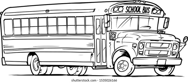 Cartoon School Bus isolated on white