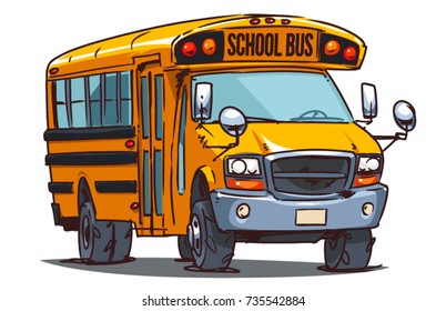  Cartoon School Bus isolated on white