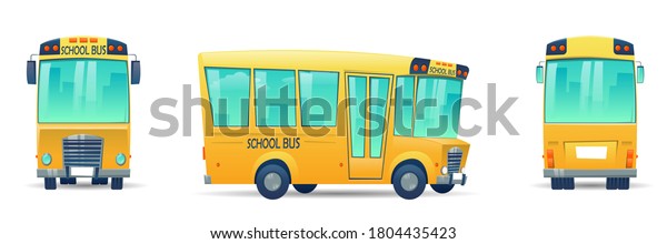 Cartoon School Bus Pupils Yellow Bus Stock Vector (Royalty Free ...