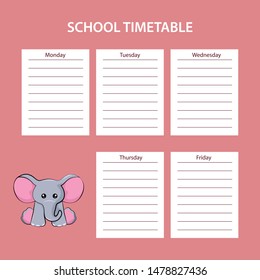 Cartoon school card with baby elephant