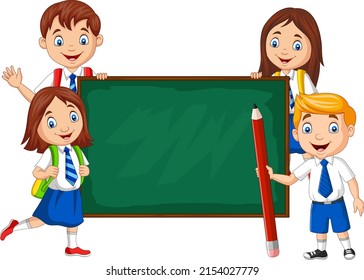 Cartoon School Children Chalkboard Stock Vector (Royalty Free ...