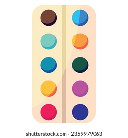 Cartoon school colourful rectangle palette. Stationery for drawing. Vector illustration