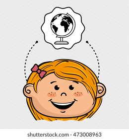 cartoon school girl icon. vector illustration design