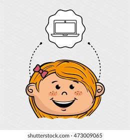 cartoon school girl icon. vector illustration design