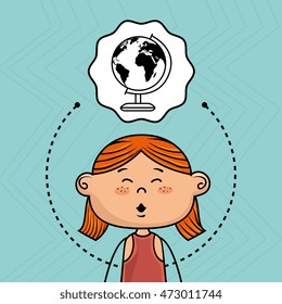 cartoon school girl icon. vector illustration design