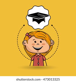 cartoon school girl icon. vector illustration design