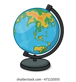 Cartoon school globe isolated on white background