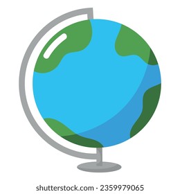 Cartoon school globe. Stationery for science and education. Vector illustration