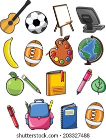 Cartoon school icons