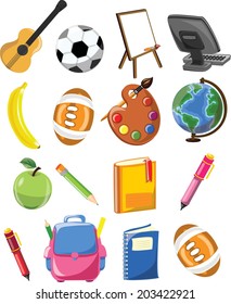 Cartoon school icons