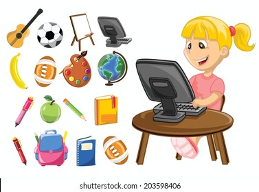Cartoon school icons 