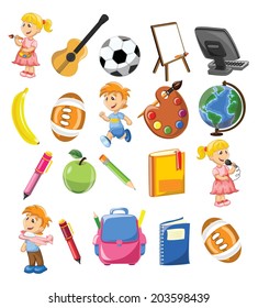 Cartoon school icons 