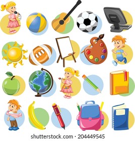 Cartoon school icons
