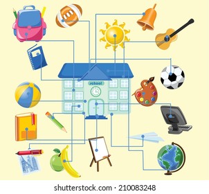 Cartoon school icons 
