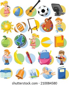 Cartoon school icons 