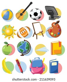 Cartoon school icons 