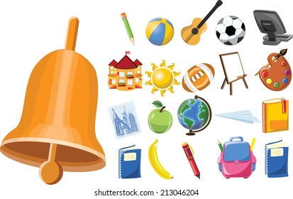 Cartoon school icons 